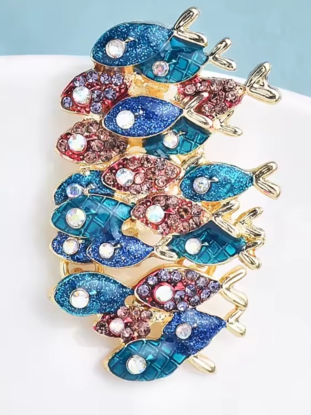 Colorful Crystal Fish Stretch Brooch - Picture 7 of 10